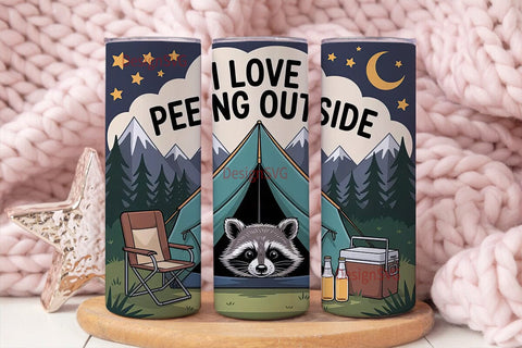 Camping Raccoon Tumbler Wrap Sublimation DesignSVG 