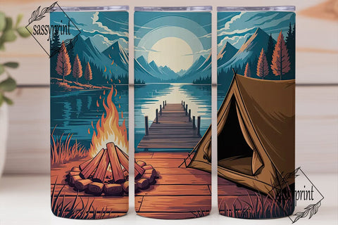 Camping Scene 20oz Tumbler Wrap Sublimation sassyprint 