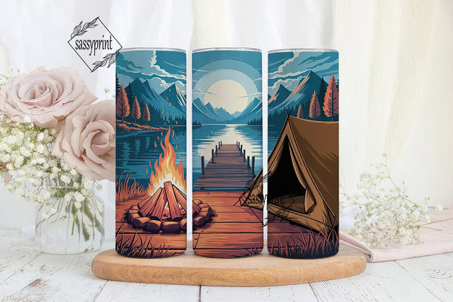 Camping Scene 20oz Tumbler Wrap Sublimation sassyprint 