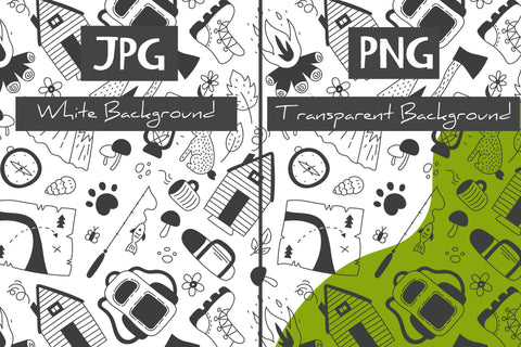 Camping Seamless Pattern Paper Background Digital Pattern Rin Green 