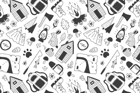 Camping Seamless Pattern Paper Background Digital Pattern Rin Green 