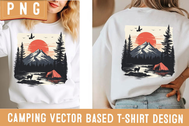 Camping Shirt Design PNG | Retro Campfire Sublimation | Tent Adventure Clipart | Outdoor Nature Hiking PNG for Cricut & Sublimation Sublimation BlackCatsMedia 