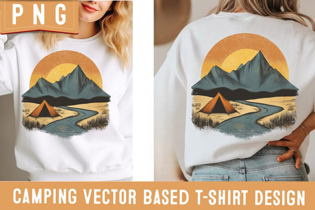 Camping Shirt Design PNG | Retro Campfire Sublimation | Tent Adventure Clipart | Outdoor Nature Hiking PNG for Cricut & Sublimation Sublimation BlackCatsMedia 