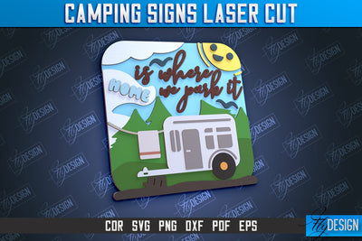 Camping Sign | 3D Sign Design | Camping Vibes | Adventure | CNC File SVG Fly Design 