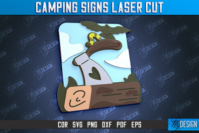 Camping Sign | 3D Sign Design | Camping Vibes | Adventure | CNC File SVG Fly Design 