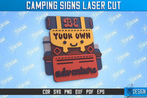 Camping Sign Bundle | 3D Sign Design | Camping Vibes | Adventure | CNC File SVG Fly Design 