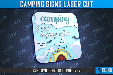 Camping Sign Bundle | 3D Sign Design | Camping Vibes | Adventure | CNC File SVG Fly Design 