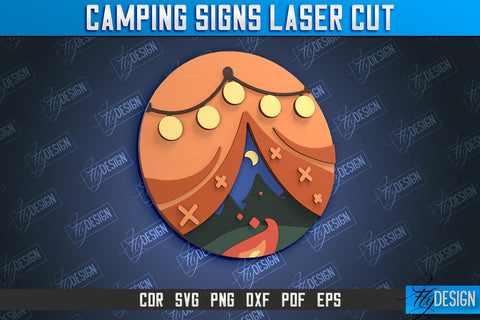 Camping Sign Bundle | 3D Sign Design | Camping Vibes | Adventure | CNC File SVG Fly Design 