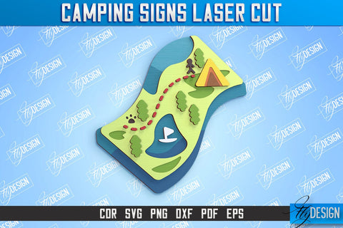 Camping Sign Bundle | 3D Sign Design | Camping Vibes | Adventure | CNC File SVG Fly Design 