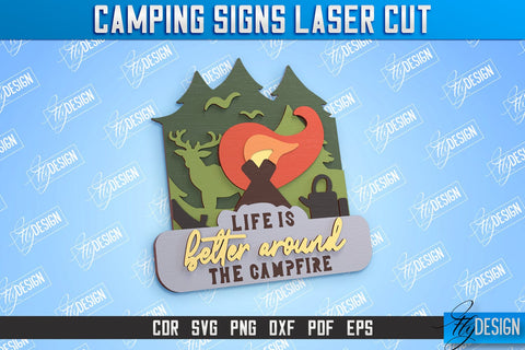 Camping Sign Bundle | 3D Sign Design | Camping Vibes | Adventure | CNC File SVG Fly Design 