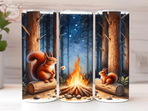 Camping Squirrel 20oz Tumbler Png, Straight & Tapered Tumbler Png, Squirrel Tumbler Png, Digital Download PNG Sublimation Lara' s Designs 