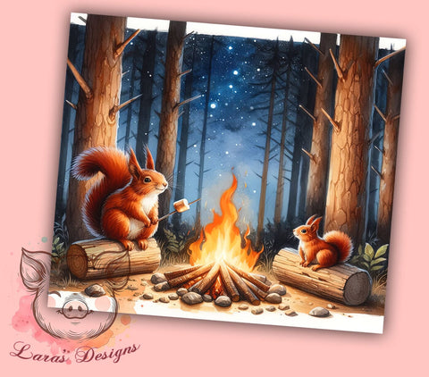Camping Squirrel 20oz Tumbler Png, Straight & Tapered Tumbler Png, Squirrel Tumbler Png, Digital Download PNG Sublimation Lara' s Designs 