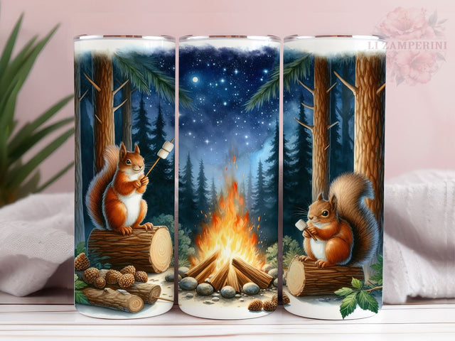 Camping Squirrel 20oz Tumbler Wrap PNG, Camping Tumbler Png, Straight & Tapered Tumbler Wrap, Instant Digital Download Sublimation Li Zamperini 
