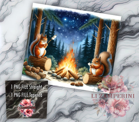 Camping Squirrel 20oz Tumbler Wrap PNG, Camping Tumbler Png, Straight & Tapered Tumbler Wrap, Instant Digital Download Sublimation Li Zamperini 