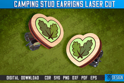 Camping Stud Earrings Laser Cut | Accessories Laser Cut Design | CNC Files SVG Fly Design 