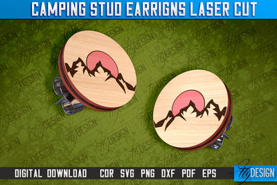 Camping Stud Earrings Laser Cut | Accessories Laser Cut Design | CNC Files SVG Fly Design 