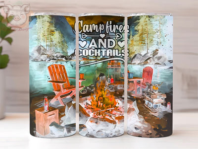 Camping Summer 20oz Tumbler Png, Straight & Tapered Tumbler Png, Campfire Tumbler Png, Digital Download PNG Sublimation Lara' s Designs 