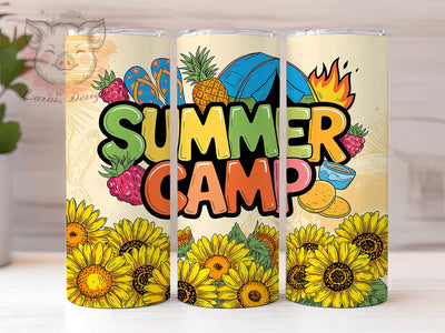 Camping Sunflower 20oz Tumbler Wrap, Sunflowers Design, Summer Camp, Outdoor Adventure, Rustic Outdoor Design, 20oz Tumbler Wrap, Sublimation PNG Sublimation Lara' s Designs 