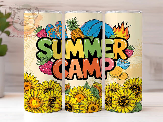 Camping Sunflower 20oz Tumbler Wrap, Sunflowers Design, Summer Camp, Outdoor Adventure, Rustic Outdoor Design, 20oz Tumbler Wrap, Sublimation PNG Sublimation Lara' s Designs 