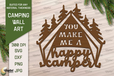 Camping SVG Laser Cut Files. Camping Sign Paper Cut SVG Evgenyia Guschina 