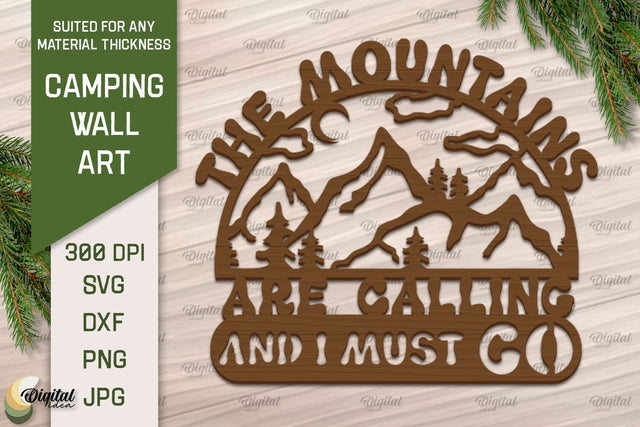 Camping SVG Laser Cut Files. Camping Sign Paper Cut SVG Evgenyia Guschina 