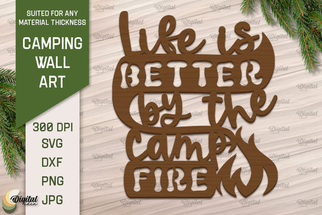 Camping SVG Laser Cut Files. Camping Sign Paper Cut SVG Evgenyia Guschina 