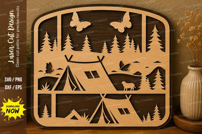 Camping Tent Landscape laser cut svg File SVG Regulrcrative 