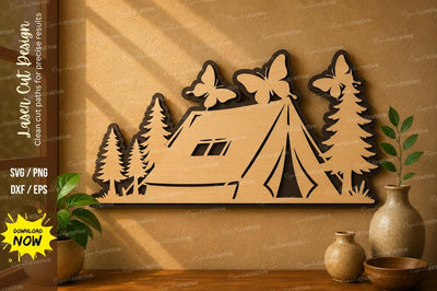 Camping Tent Scene laser cut svg File SVG Regulrcrative 