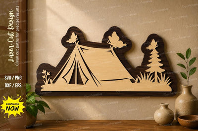 Camping Tent Scene laser cut svg File SVG Regulrcrative 