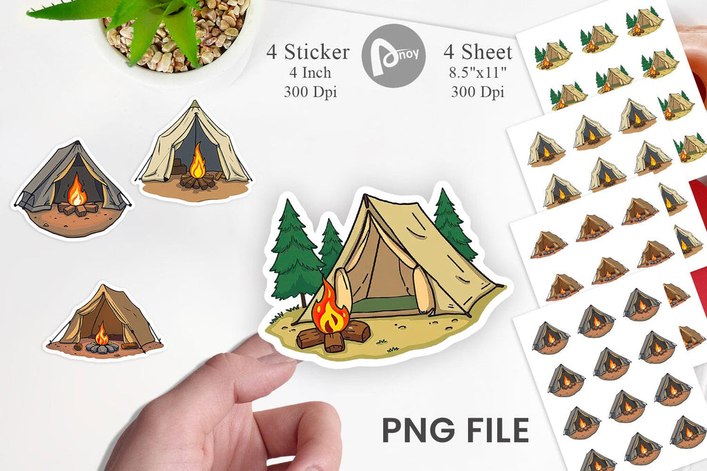 Camping Tent Sticker - So Fontsy