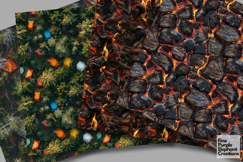 Camping Texture Digital Paper - Summer Vacation Tent Camp Digital Pattern Fine Purple Elephant Creations 