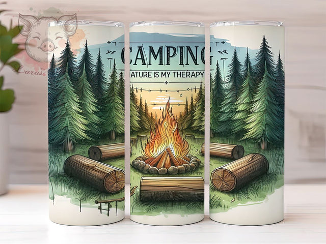 Camping Therapy Life 20oz Tumbler Png, Straight & Tapered Tumbler Png, Camper Adventure Tumbler Png, Digital Download PNG Sublimation Lara' s Designs 