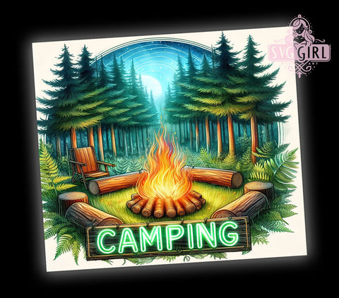 Camping Therapy Life 20oz Tumbler Wrap Sublimation Design, Straight Tapered Tumbler Wrap, Camper Adventure Tumbler Png, Instant Digital Download Sublimation SvggirlplusArt 