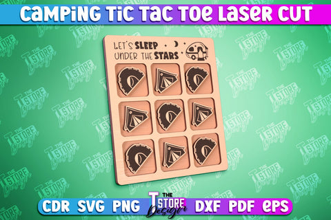 Camping Tic Tac Toe Bundle | Wooden Game Design | Adventure Vibes | CNC File SVG The T Store Design 
