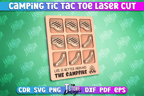 Camping Tic Tac Toe Bundle | Wooden Game Design | Adventure Vibes | CNC File SVG The T Store Design 