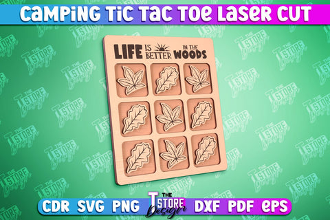 Camping Tic Tac Toe Bundle | Wooden Game Design | Adventure Vibes | CNC File SVG The T Store Design 