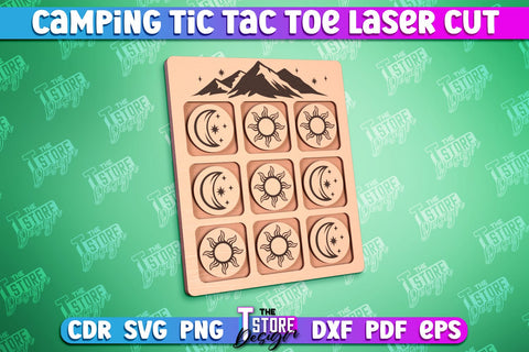 Camping Tic Tac Toe Bundle | Wooden Game Design | Adventure Vibes | CNC File SVG The T Store Design 