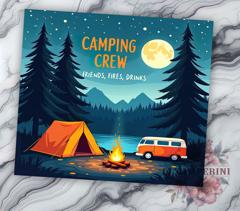 Camping Tumbler, Adventure Design, Friends Gathering, Fire Pit Fun, Outdoor Drinks, 20oz Tumbler, Nature Lovers Sublimation Li Zamperini 