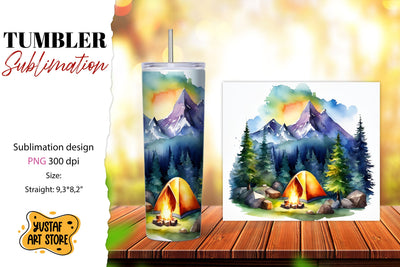 Camping tumbler. Mountain tumbler wrap Sublimation Yustaf Art Store 