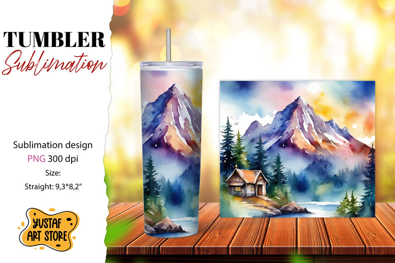 Camping tumbler. Mountain tumbler wrap Sublimation Yustaf Art Store 