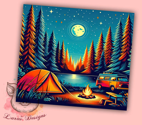 Camping Tumbler, Outdoor Adventure Design, Sublimation Wrap, 20oz Tumbler, Camping Gift, Nature Lover Gift, Camping Crew Sublimation Lara' s Designs 