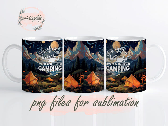 Camping Tumbler Wrap Life is Best When You're Camping Mug Wrap Design, Instant Digital Design Download Mug Wrap Design, Mug Design PNG Sublimation PrintingLife 