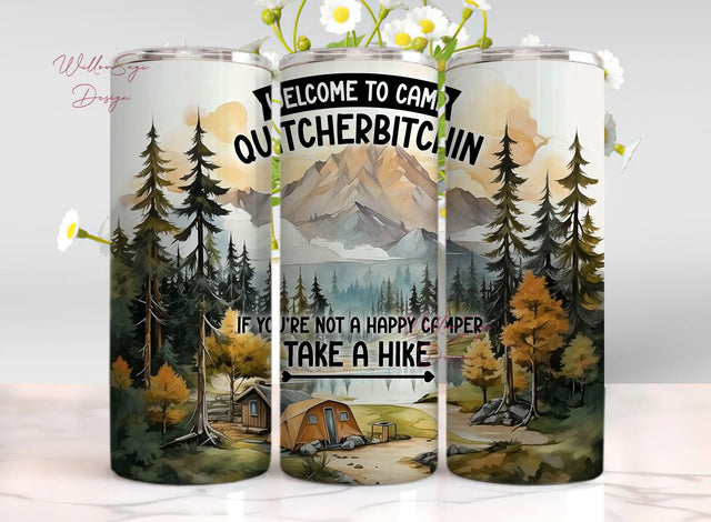 Camping Tumbler Wrap, Welcome To Quitcherbitchin Tumbler Wrap, Watercolor Tumbler Wrap, 20oz Sublimation Tumbler PNG, Seamless Design Sublimation WillowSageDesign 