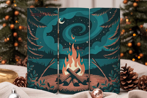 Camping Under the Stars Tumbler Wrap Sublimation DesignSVG 