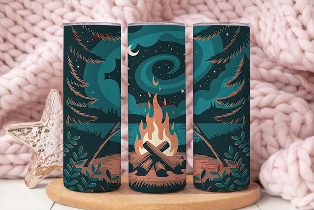 Camping Under the Stars Tumbler Wrap Sublimation DesignSVG 