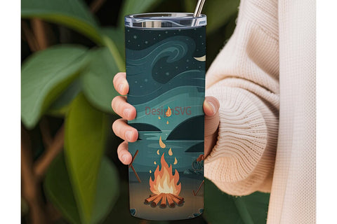 Camping Under the Stars Tumbler Wrap Sublimation DesignSVG 