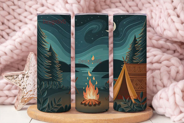 Camping Under the Stars Tumbler Wrap Sublimation DesignSVG 