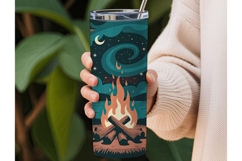 Camping Under the Stars Tumbler Wrap Sublimation DesignSVG 