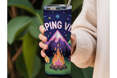Camping Vibes 20oz Tumbler Wrap Sublimation DesignSVG 