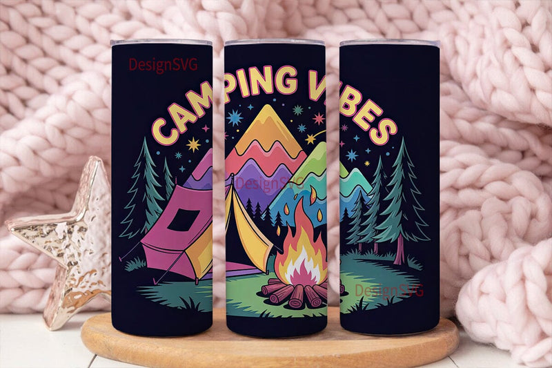 Camping Vibes 20oz Tumbler Wrap Sublimation DesignSVG 